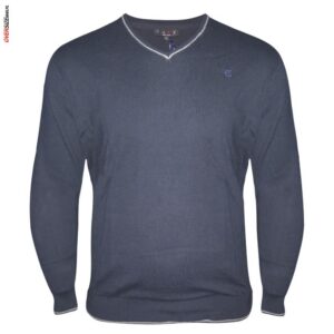 Granatowy sweter z dekoltem "V" Maxfort