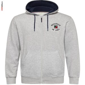 Szara bluza rozpinana z drobnym haftem na piersi Red Green