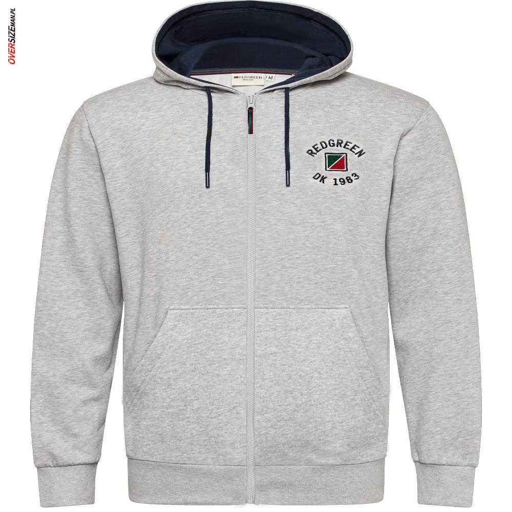 Szara bluza rozpinana z drobnym haftem na piersi Red Green