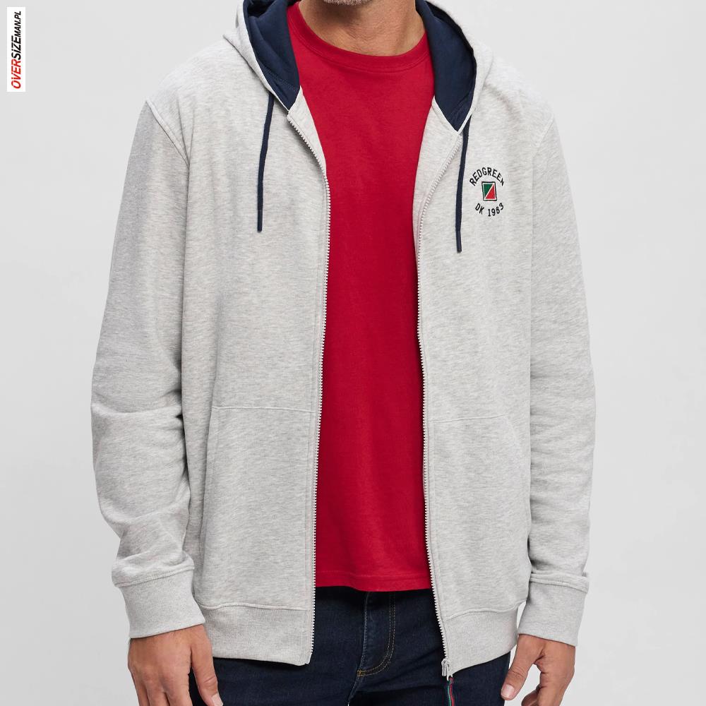 Szara bluza rozpinana z drobnym haftem na piersi Red Green - obrazek 3