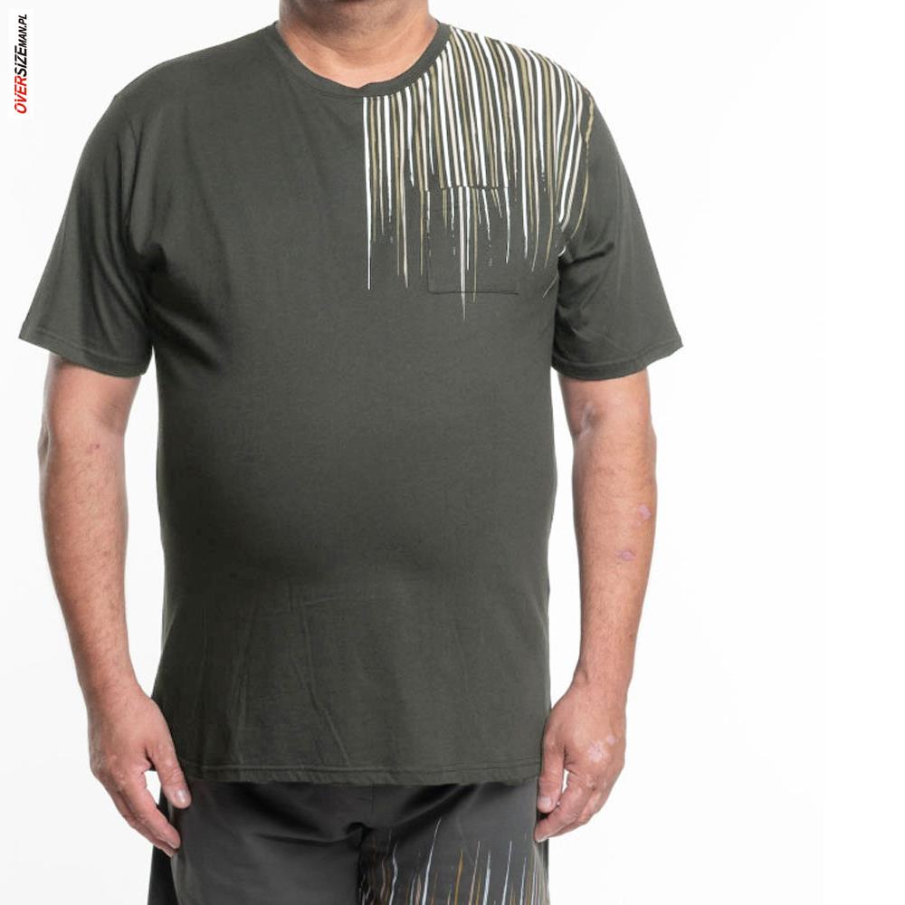 Oliwkowy T-shirt z nadrukiem Maxfort - obrazek 3