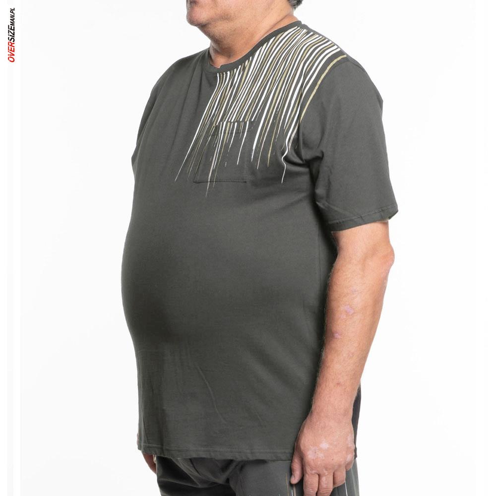 Oliwkowy T-shirt z nadrukiem Maxfort - obrazek 4