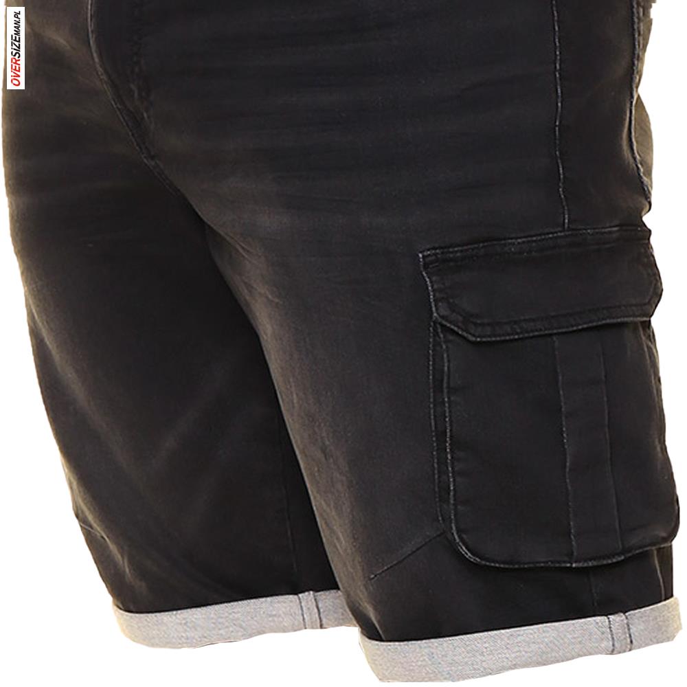 Czarne szorty jeansowe cargo Maxfort - obrazek 3