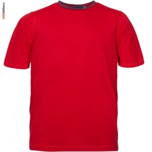 Czerwony T-shirt z granatowym dekoltem Allsize 8XL