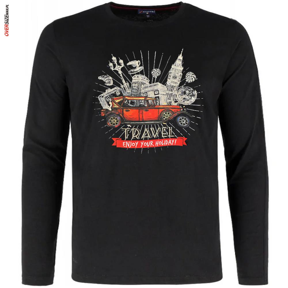 Czarna koszulka z długim rękawem z nadrukiem Maxfort