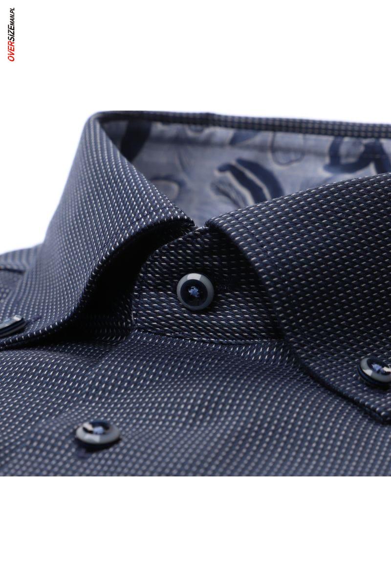 Granatowa koszula z długim rękawem w drobnywzór Casa Moda - obrazek 4